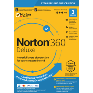 Norton 360 Deluxe - 1-Year 3-Device - USA Canada